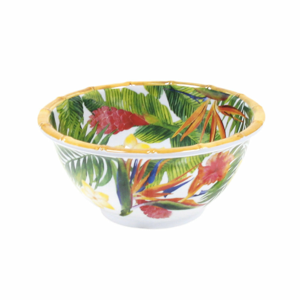 Bol - contour bambou - fleurs exotiques h : 7 cm ø : 15 cm