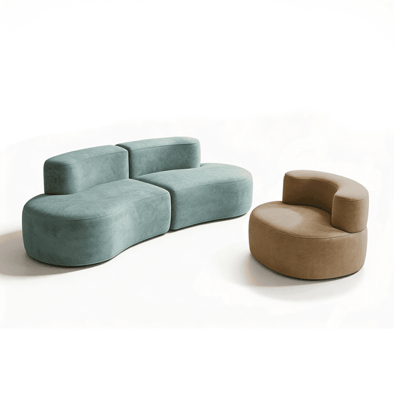 Pack lounge canapé et fauteuil - sauge et sable