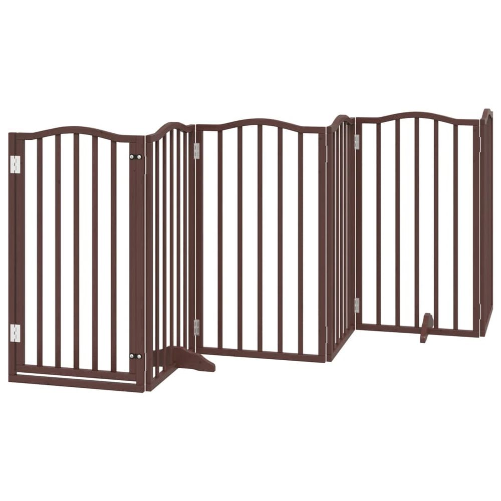 Barrière pour chiens avec porte 6 panneaux bois de peuplier