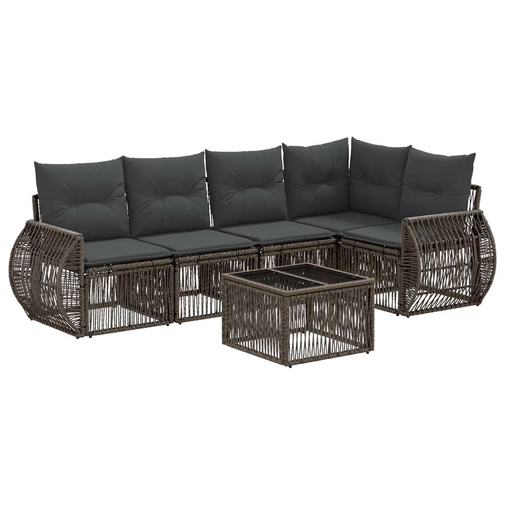Ensemble de canapé de jardin 6 pc gris et gris foncé polyrotin