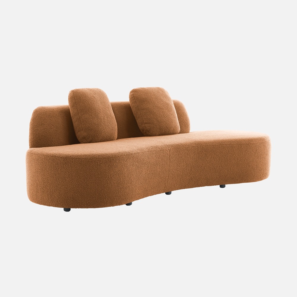 Canapé virgule organique 3 places en tissu bouclette l 232 x p 97 x h 68cm