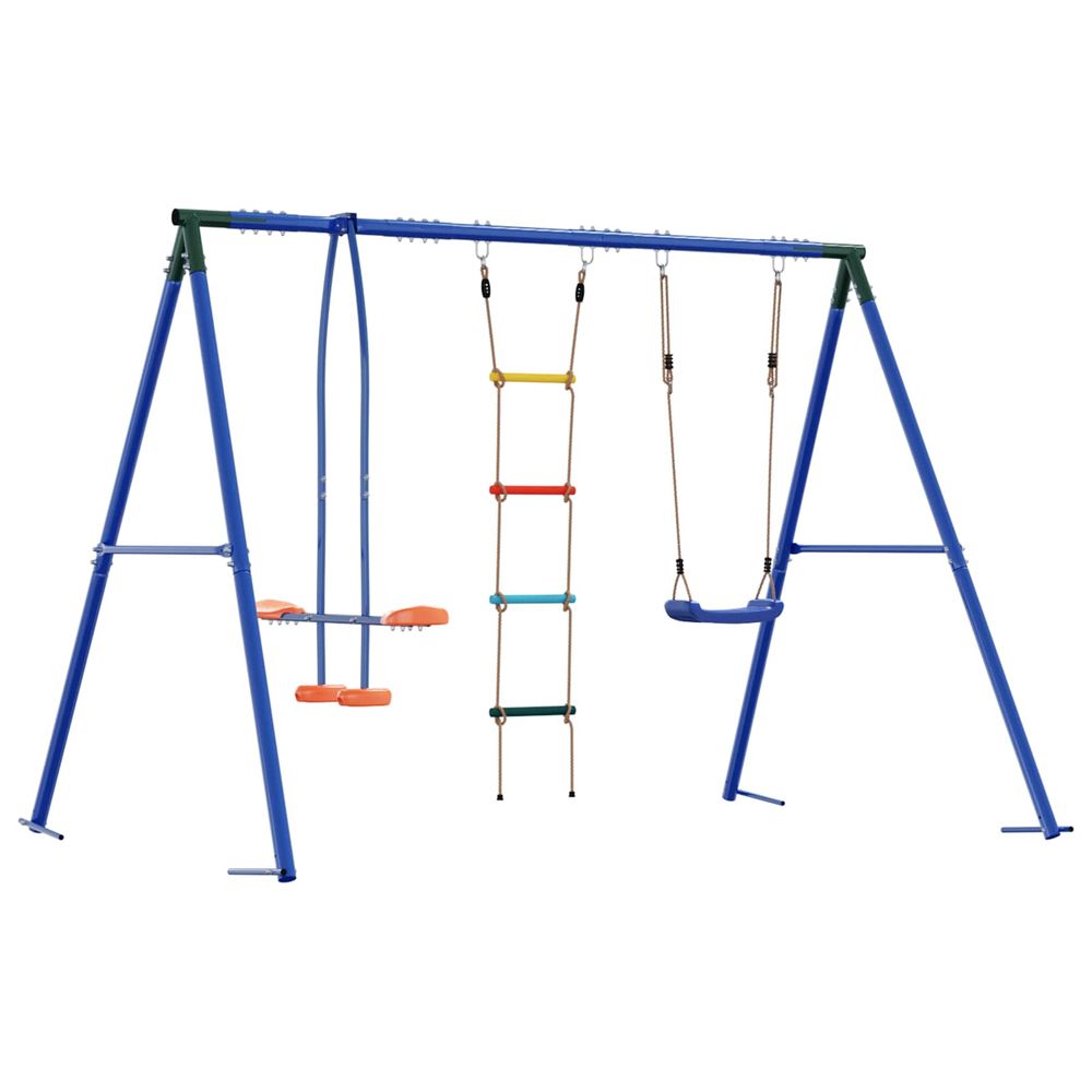 Ensemble de balançoires d'extérieur multicolore acier et pe
