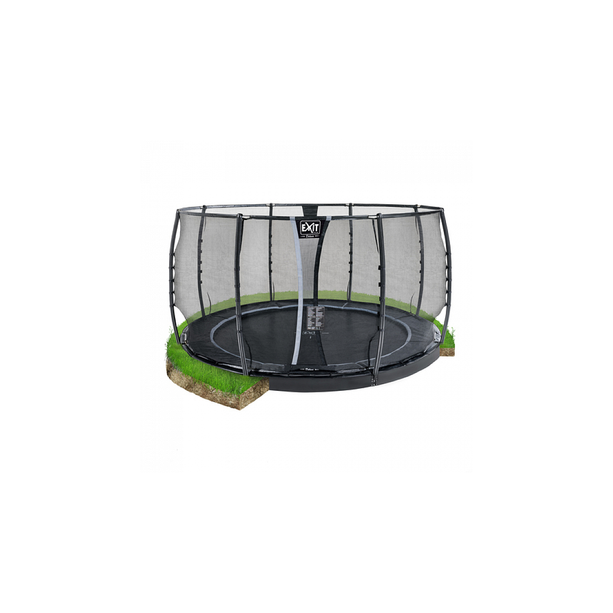 Dynamic trampoline enterré au niveau du sol ø427cm avec filet de sécurité - noir