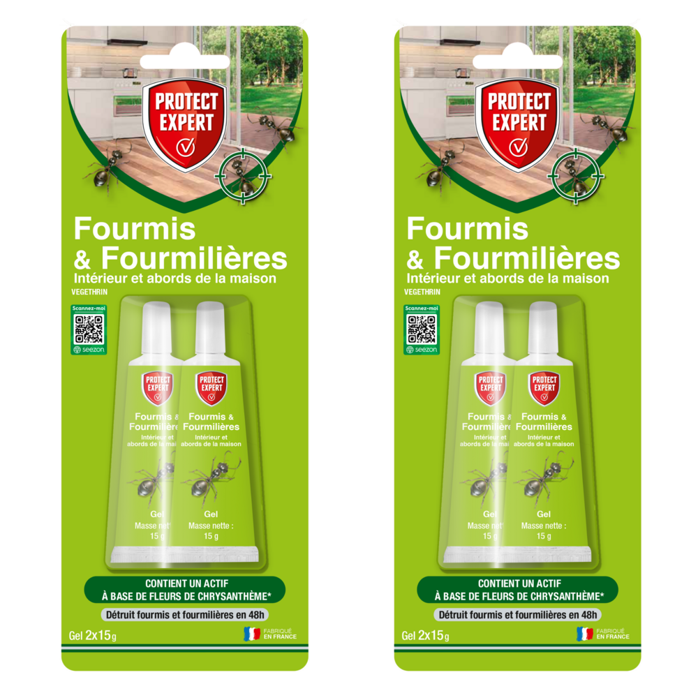 Protect expert ftubnat2nx2 - 2 gels anti fourmis - appâts tubes 4x15g - produit prêt-à-l'emploi