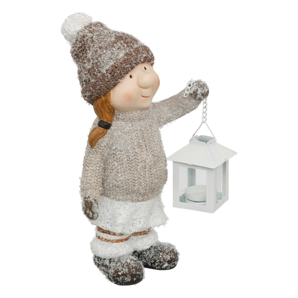 Déco de noël enfant en résine avec lanterne h 25 cm