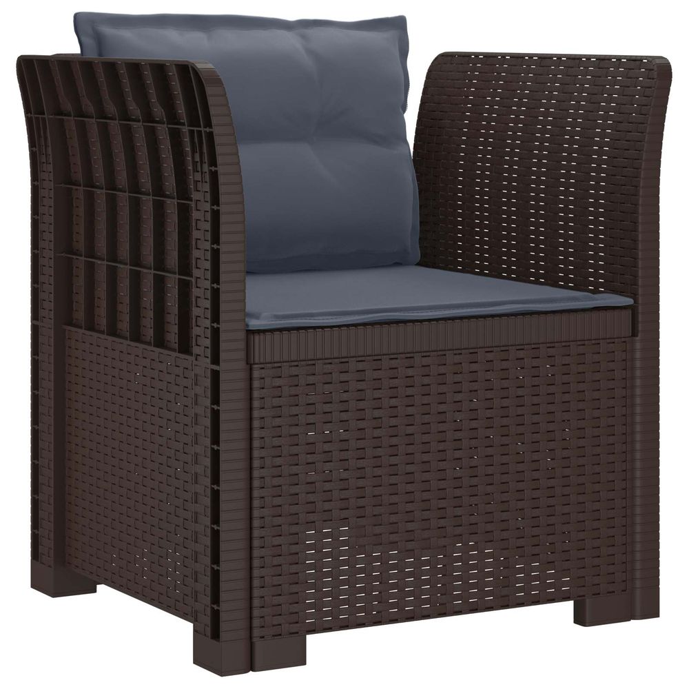 Fauteuil 1 place avec coussins look rotin pp marron