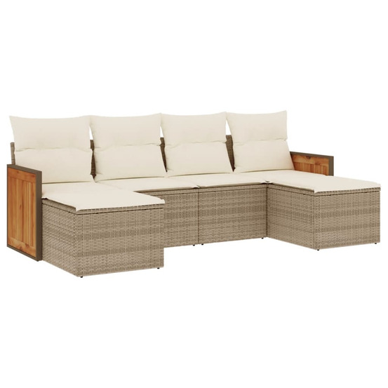 Salon de jardin avec coussins 6 pcs beige résine tressée