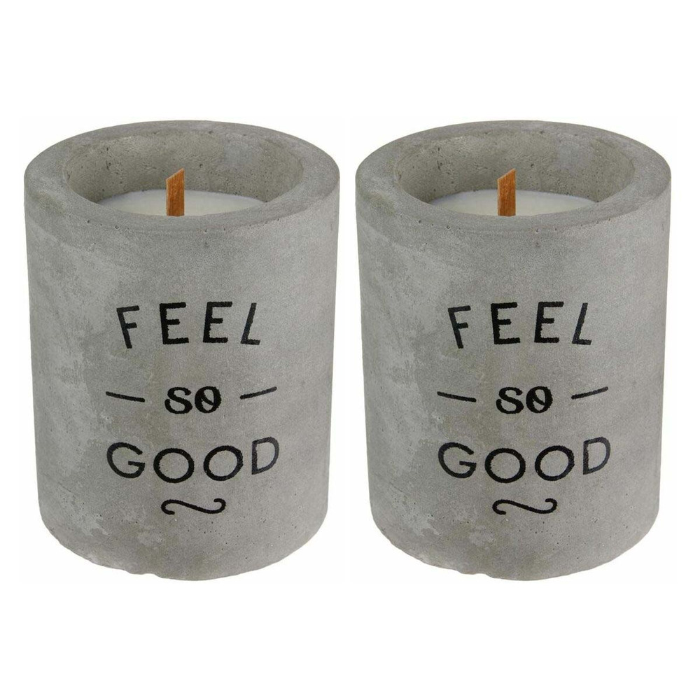 Bougie senteur linge frais pot en ciment (lot de 2)