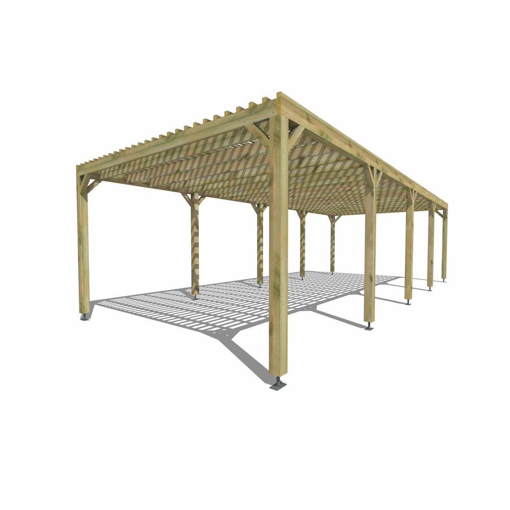 Pergola bois • 10m x 4m • indépendante • sens profondeur • lattage bois • livraison comprise