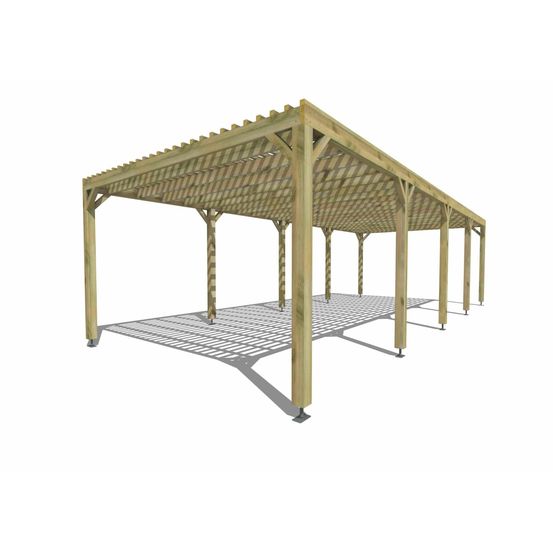 Pergola bois • 10m x 4m • indépendante • sens profondeur • lattage bois • livraison comprise