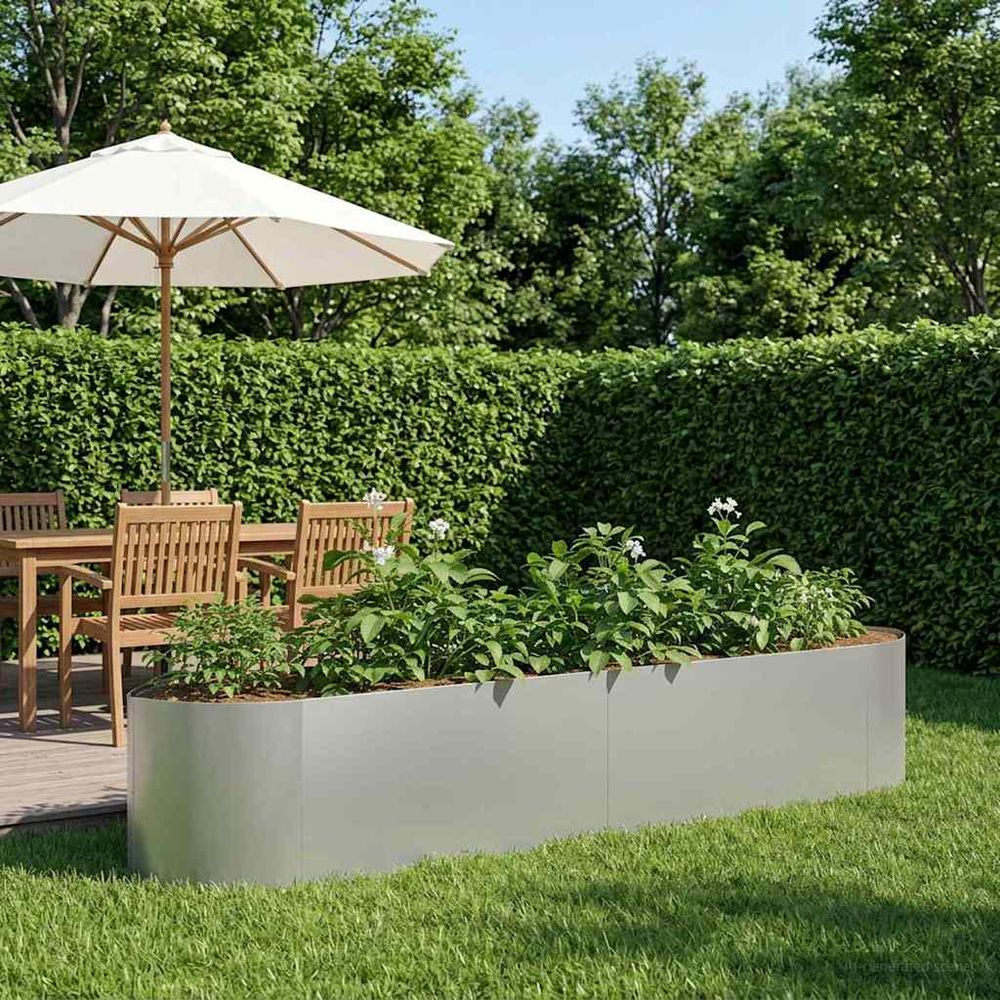Bac potager surélevé acier galvanisé culture légumes extérieur design intemporel 220x40cm