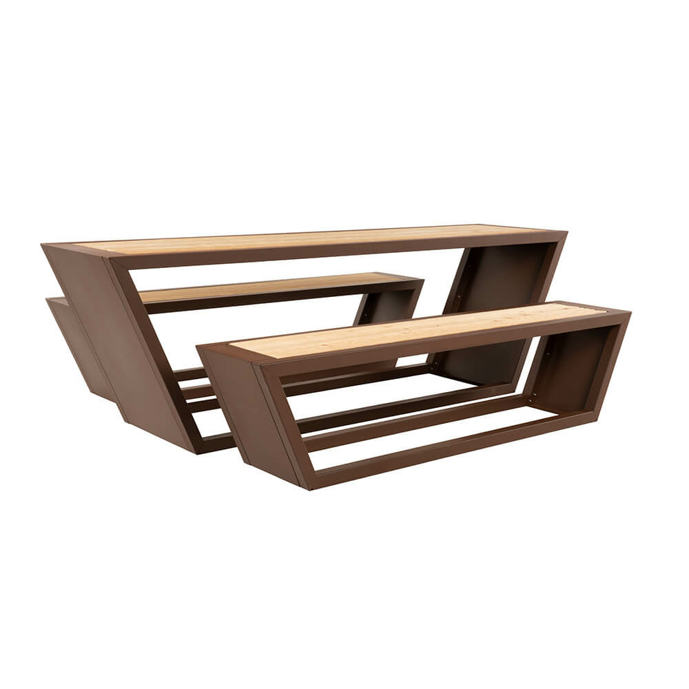 Home deluxe - salon de jardin kobon - 240,5 x 76 x 60 cm, matériau : acier, mélèze de sibérie, 3 pièces - 1 table, 2 bancs i salon