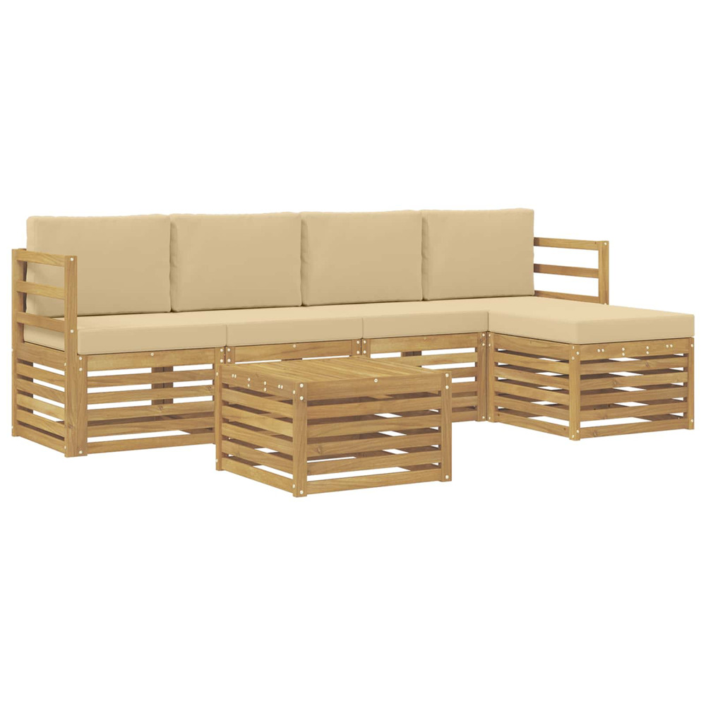 Ensemble de canapés d'extérieur 6 pcs blanc et beige polyester