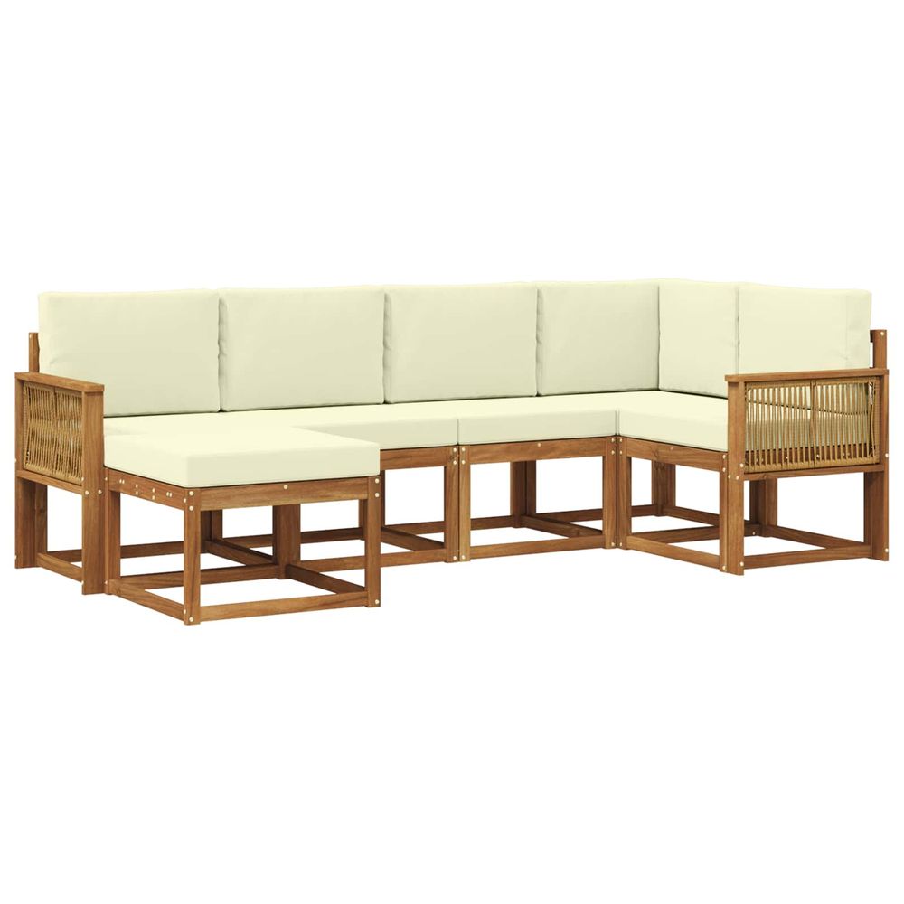 Ensemble de canapés d'extérieur 6 pc naturel et crème polyester