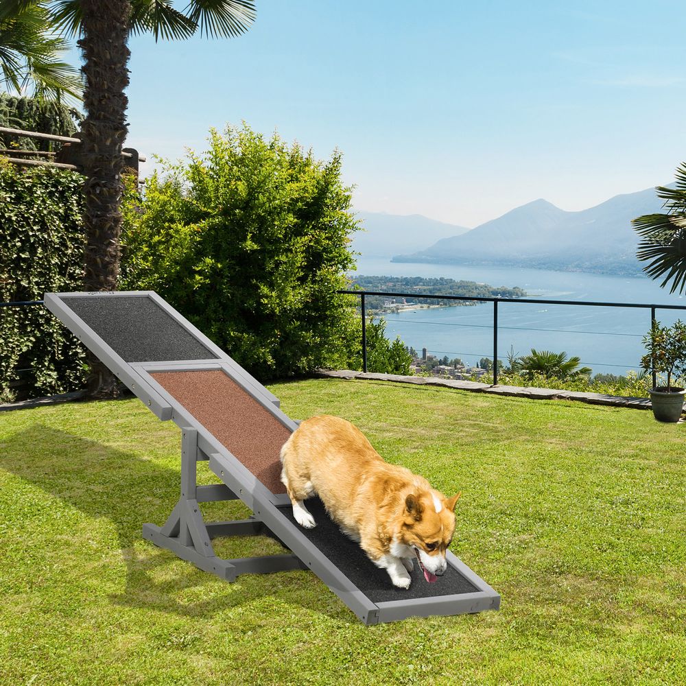 Bascule agility chien bois sapin entraînement extérieur antidérapant 180cm gris - comfortxl pet living