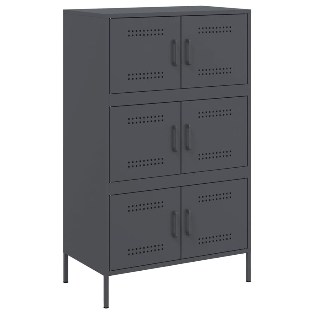 Buffet bahut commode armoire meuble de rangement organisateur cuisine salle de séjour salon haut 68 x 39 x 113 cm acier anthr