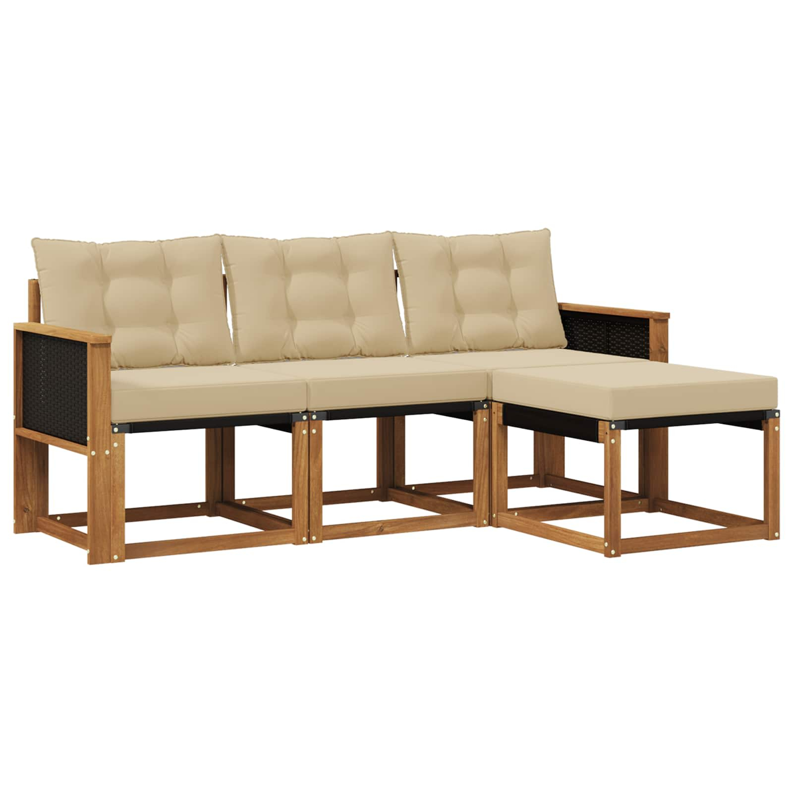Ensemble de canapés d'extérieur 4 pcs naturel et beige