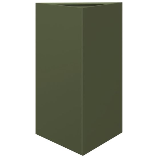 Jardinière d'extérieur vert olive triangulaire 50x43x75 cm acier