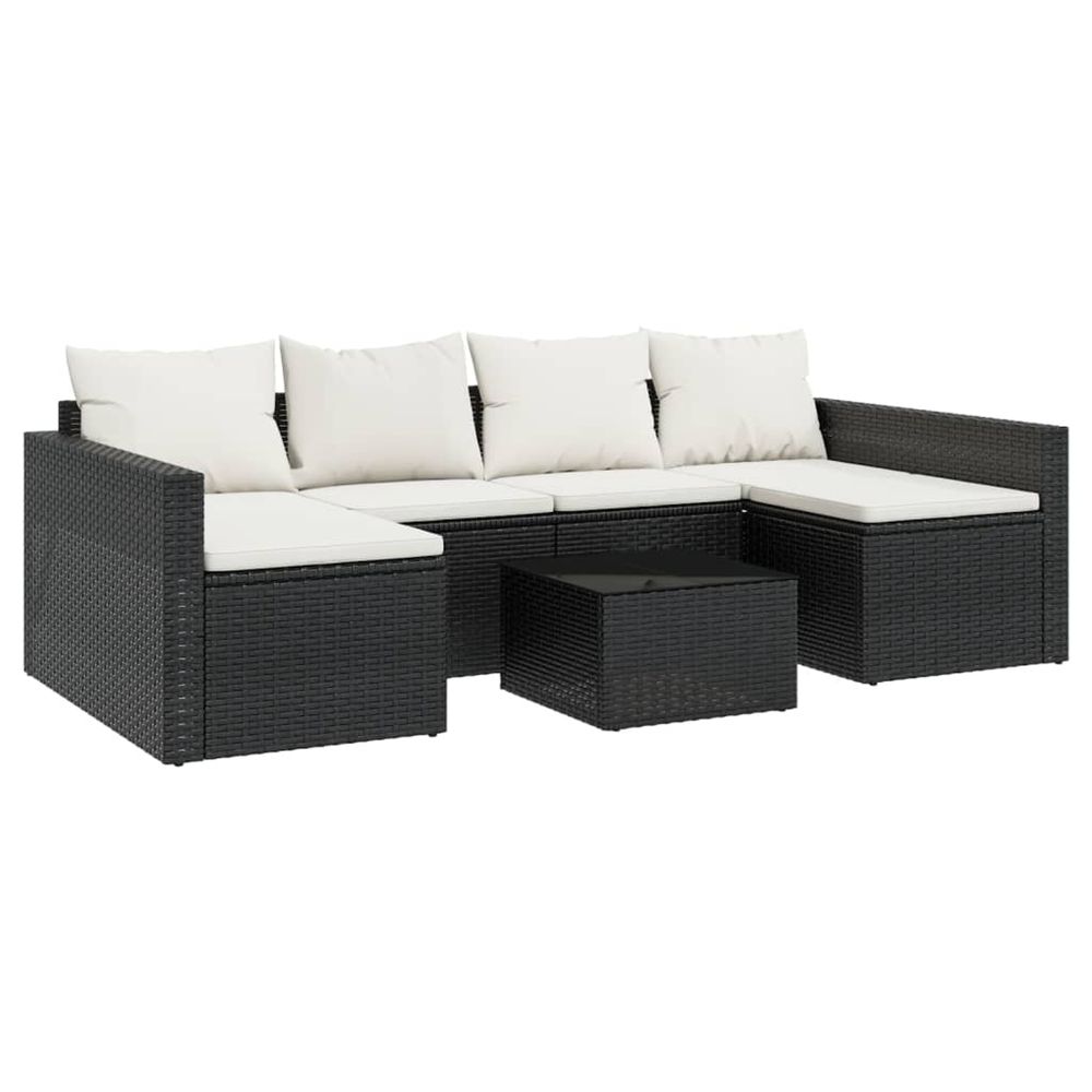 Salon de jardin 2 pcs avec coussins noir résine tressée