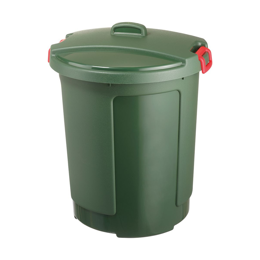 Poubelle de jardin couvercle et poignées 75 l megano vert- plastique