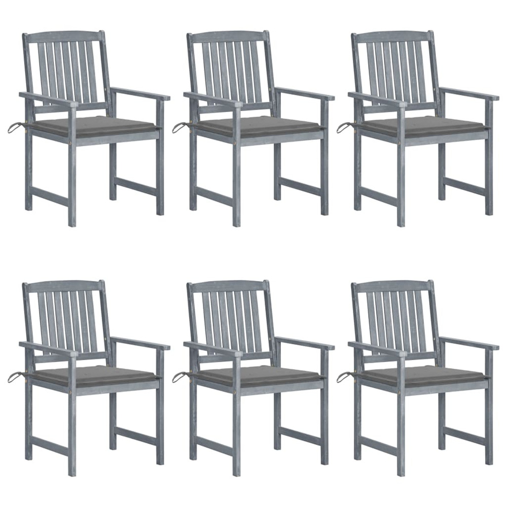 Chaises de jardin et coussins lot de 6 bois acacia massif gris