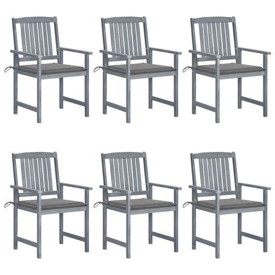 Chaises de jardin et coussins lot de 6 bois acacia massif gris