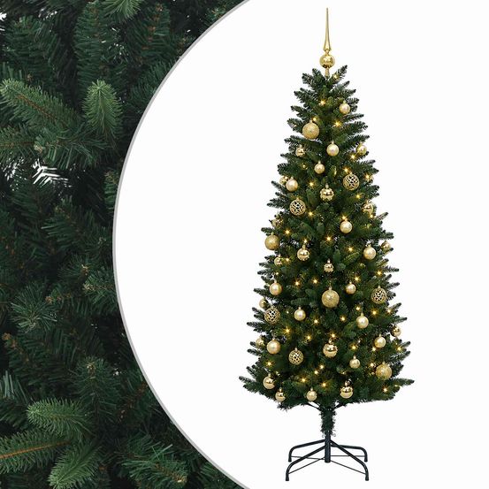 Arbre de noël artificiel avec boule 150 cm 150 led blanc chaud