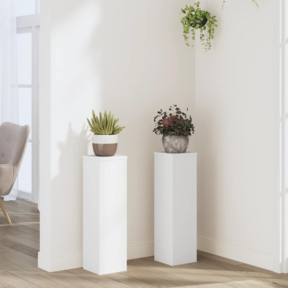 Supports pour plantes 2 pcs blanc 17x17x60 cm bois d'ingénierie