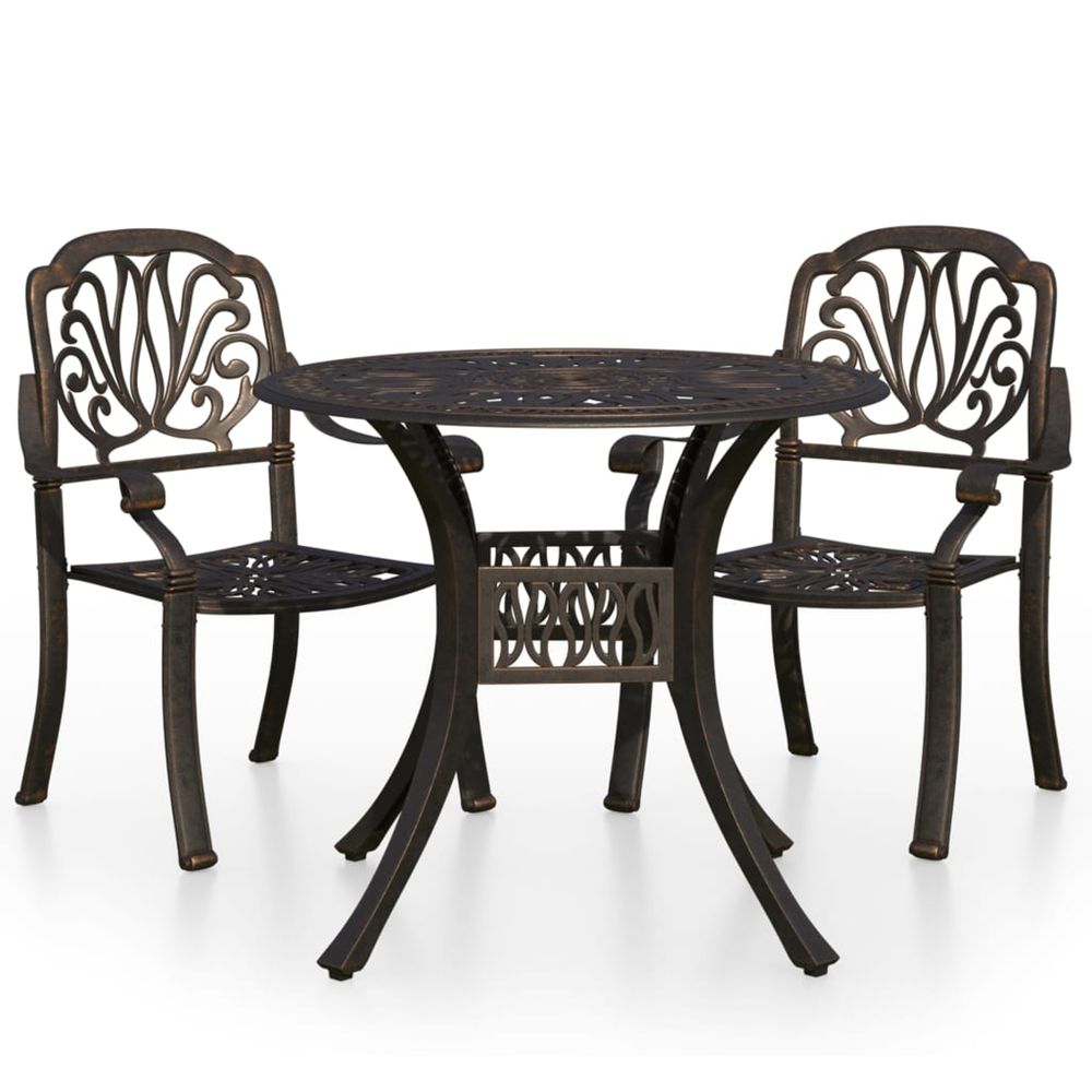 Ensemble de bistro 3 pcs aluminium coulé bronze