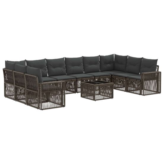 Ensemble de canapé de jardin 11 pc gris et gris foncé polyrotin