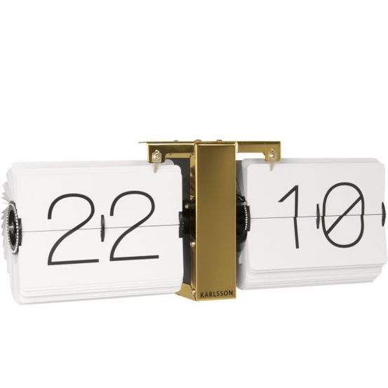 Horloge moderne bicolore flip no case blanc et doré