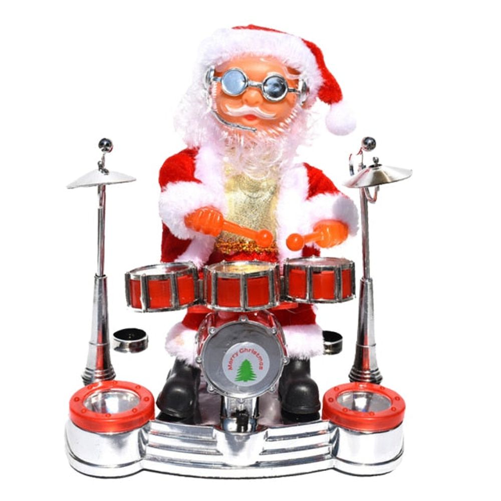 Automate de noël - père noël jouant de la batterie