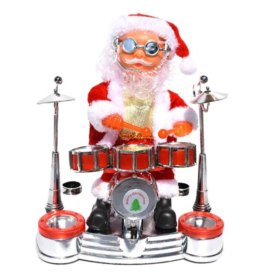 Automate de noël - père noël jouant de la batterie