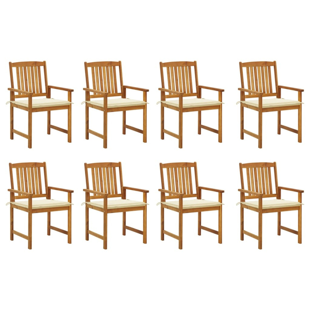 Chaises de jardin avec coussins lot de 8 bois d'acacia solide