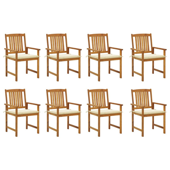 Chaises de jardin avec coussins lot de 8 bois d'acacia solide