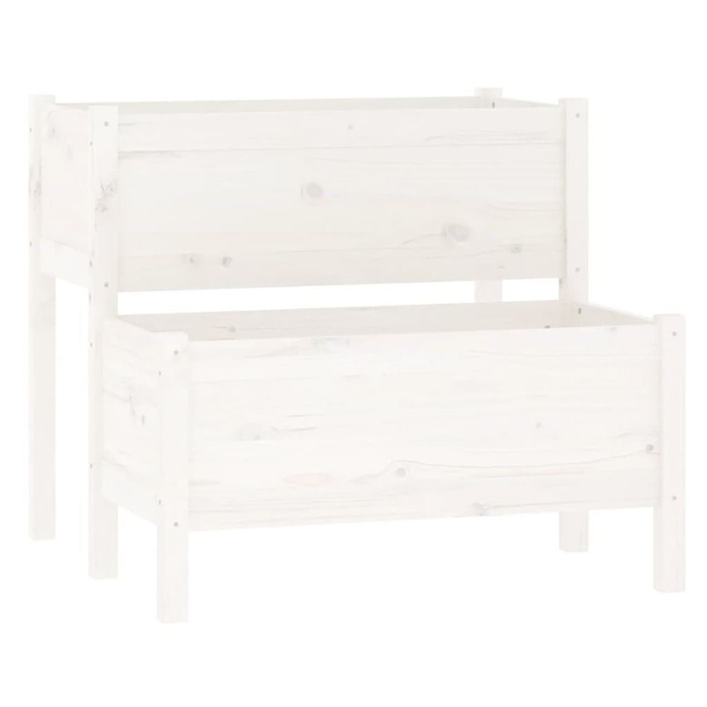 Jardinière d'extérieur blanc 84,5x84x75 cm bois massif de pin