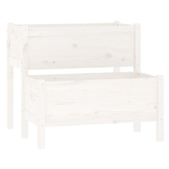 Jardinière d'extérieur blanc 84,5x84x75 cm bois massif de pin