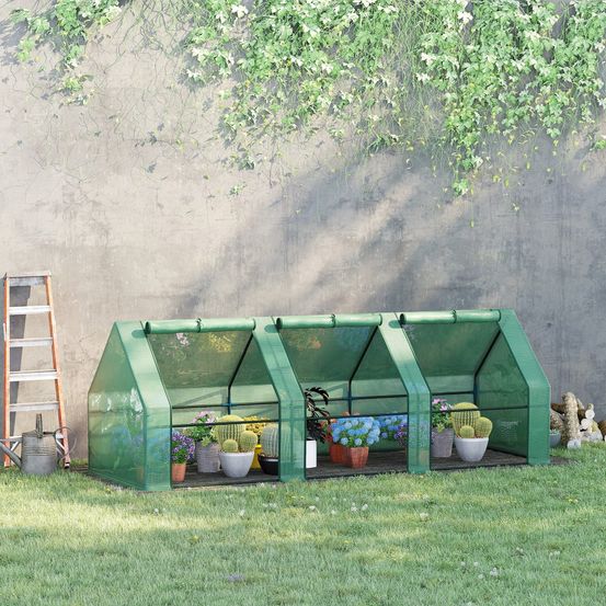 Serre tunnel basse en pe vert 270 x 90 x 90 cm pour potager balcon protection cultures - comfortxl outdoor living