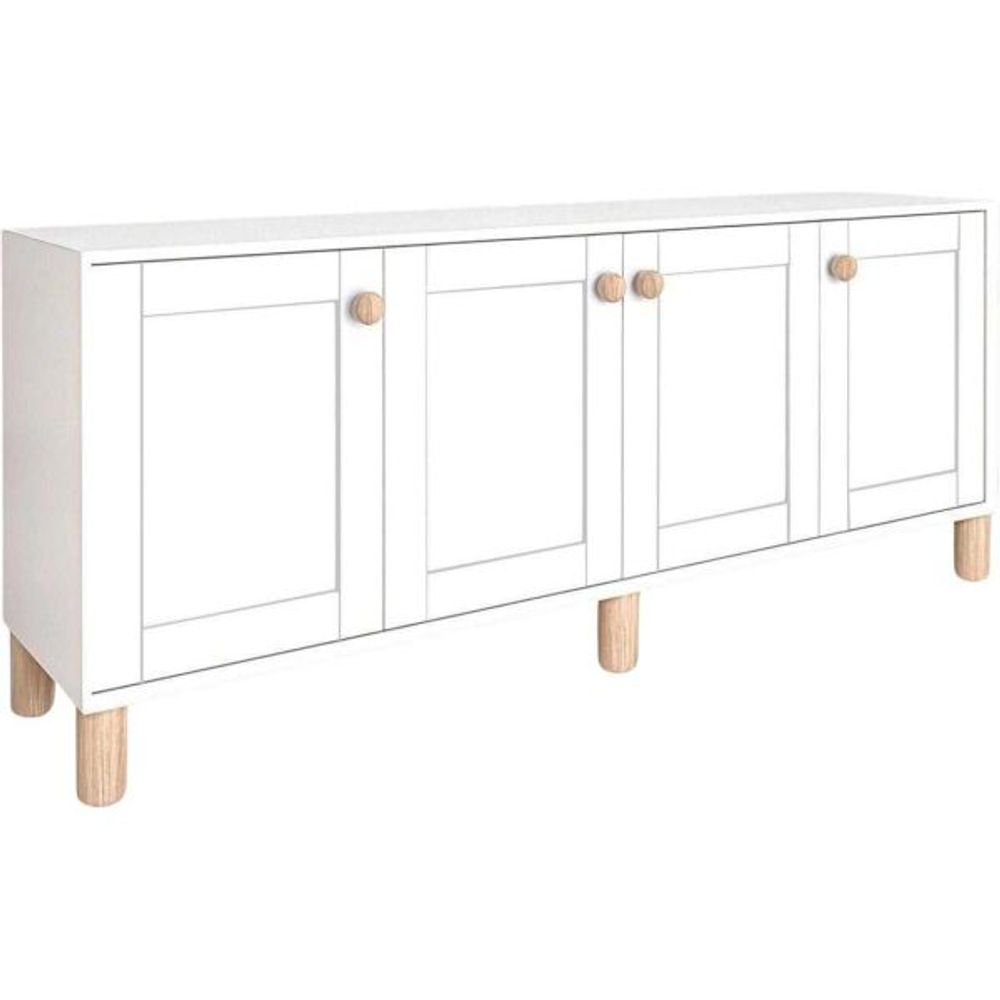 Buffet 4 portes en aggloméré bohemian blanc