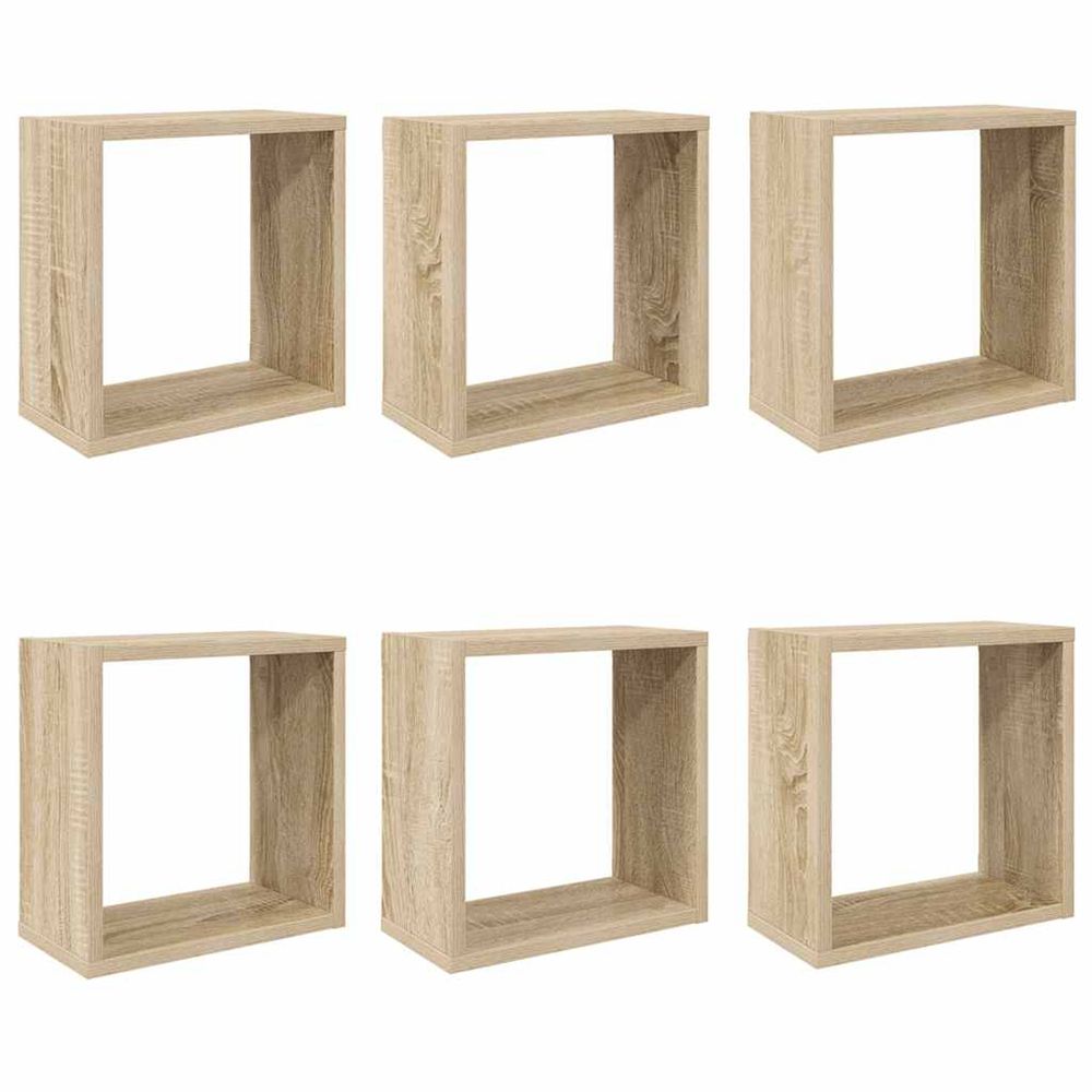 Étagères cube murales 6 pcs chêne sonoma 30x15x30 cm