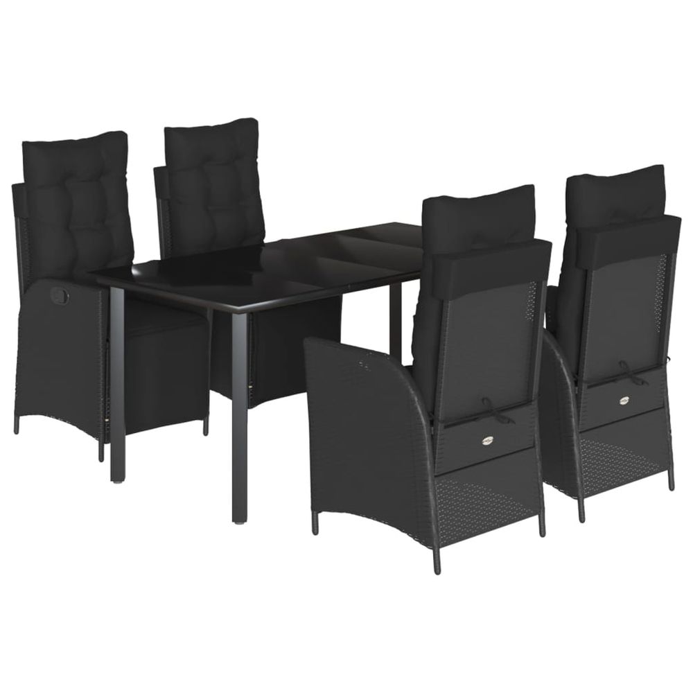 Ensemble à manger de jardin coussins 5pcs noir résine tressée