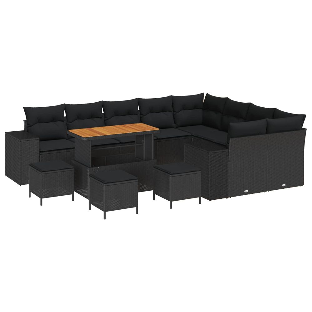 Ensemble de canapé de jardin 13 pc noir polyrotin