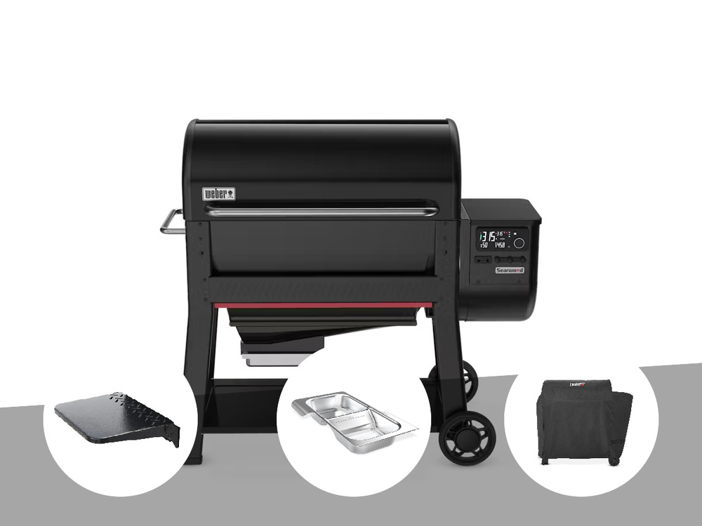 Barbecue à pellets searwood xl 600 + plan de travail + kit de fumage + housse