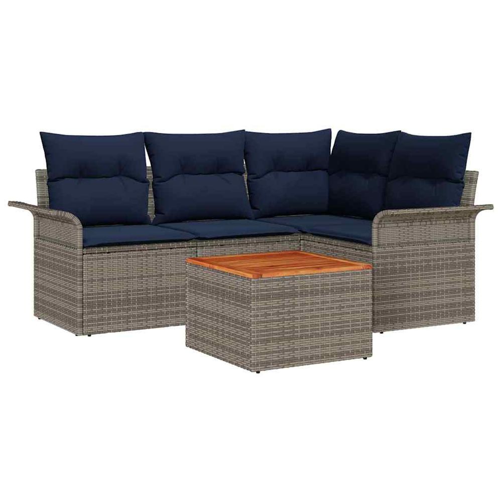 Ensemble de canapé de jardin 5 pc gris polyrotin