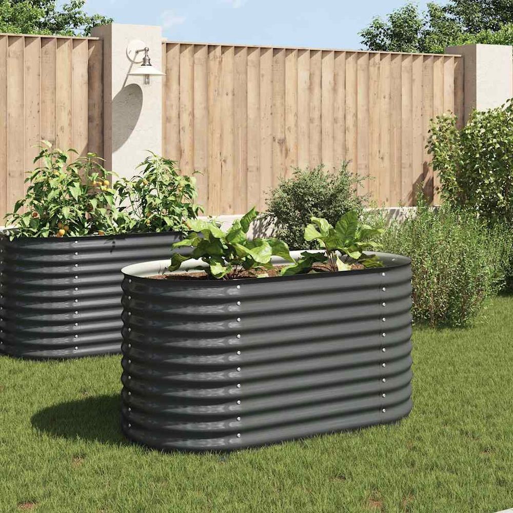 Carré potager surélevé 160x80x81 cm acier galvanisé jardin gris