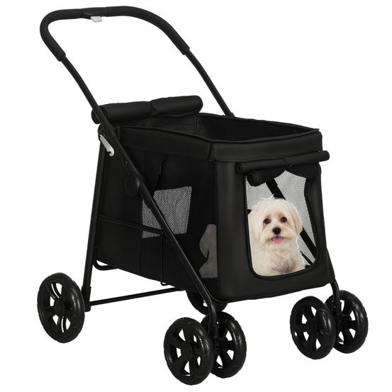 Poussette citadine acier chien moyen coussin inclus 102x62x105cm noir