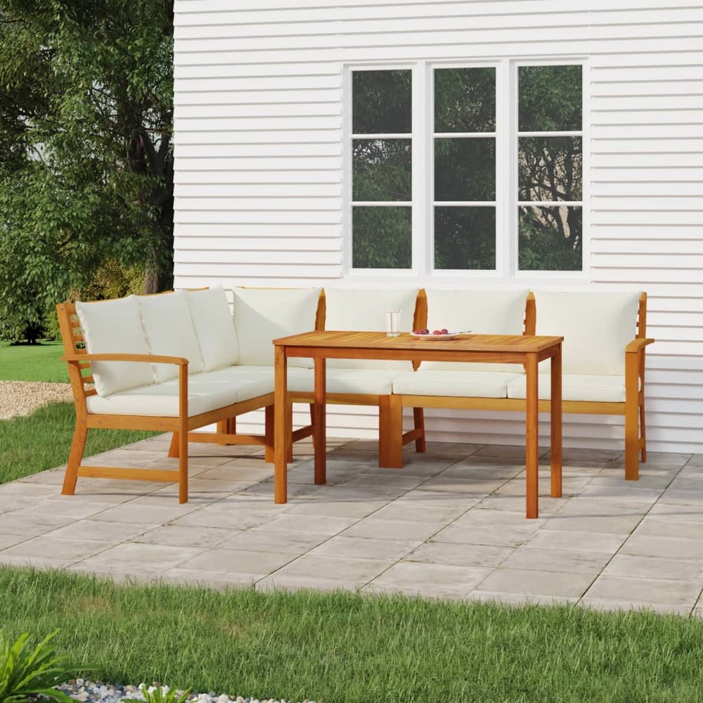Ensemble à manger de jardin coussins 5 pcs bois acacia