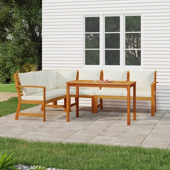 Ensemble à manger de jardin coussins 5 pcs bois acacia