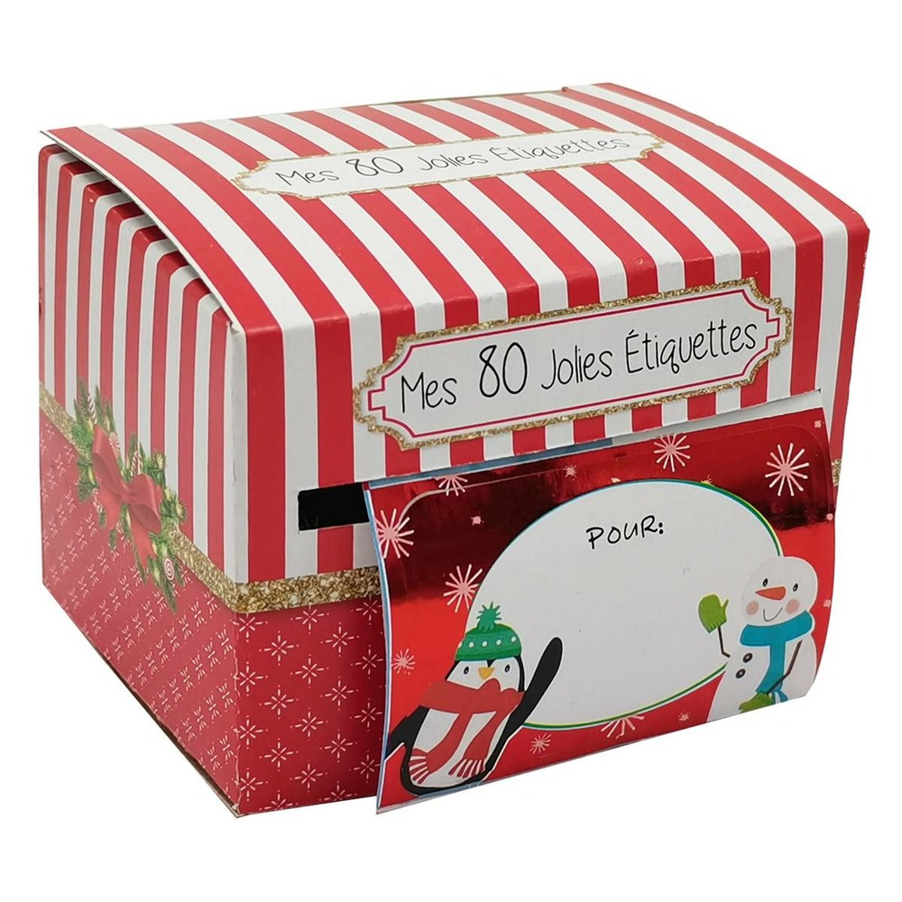 Boite avec ruban adhésif de 80 étiquettes cadeaux autocollantes