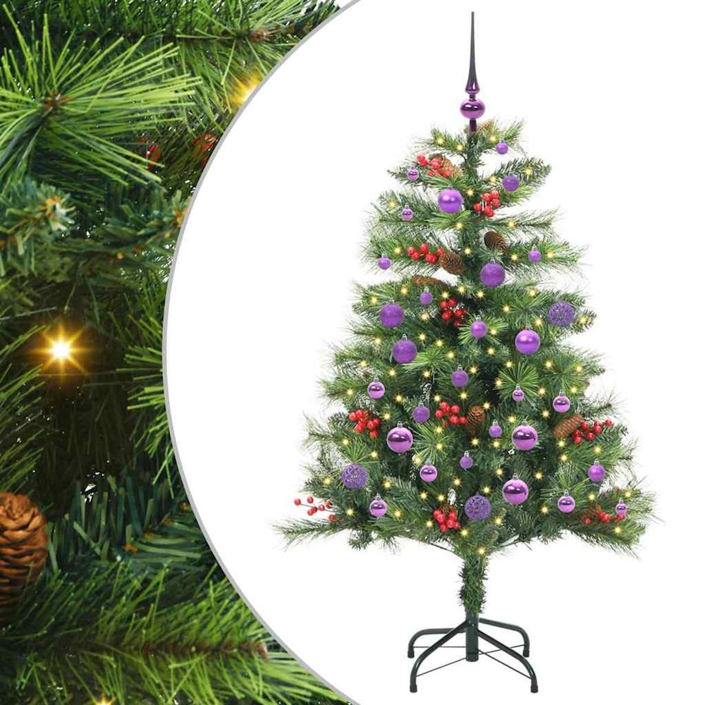 Sapin de noël artificiel 150 led blanc chaud pvc et métal vert